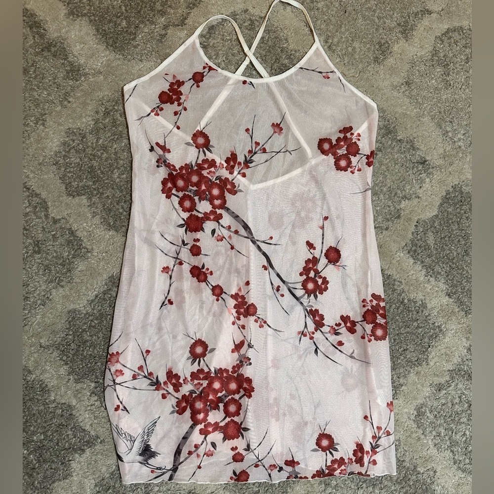 Floral Halter Top - Red and White